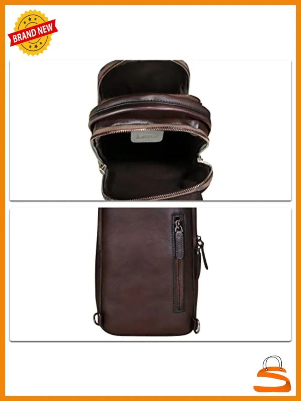 Genuine Leather Sling Bag Hiking Backpack Crossbody Daypack Anti-theft Shoulder